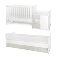 Bed MiniMAX NEW white+milky green Variant B /teen bed; baby bed&cupboard/ *The bed can be used by two children at the same time